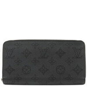 Louis Vuitton Zippy Wallet Monogram Mahina Black Round Zipper